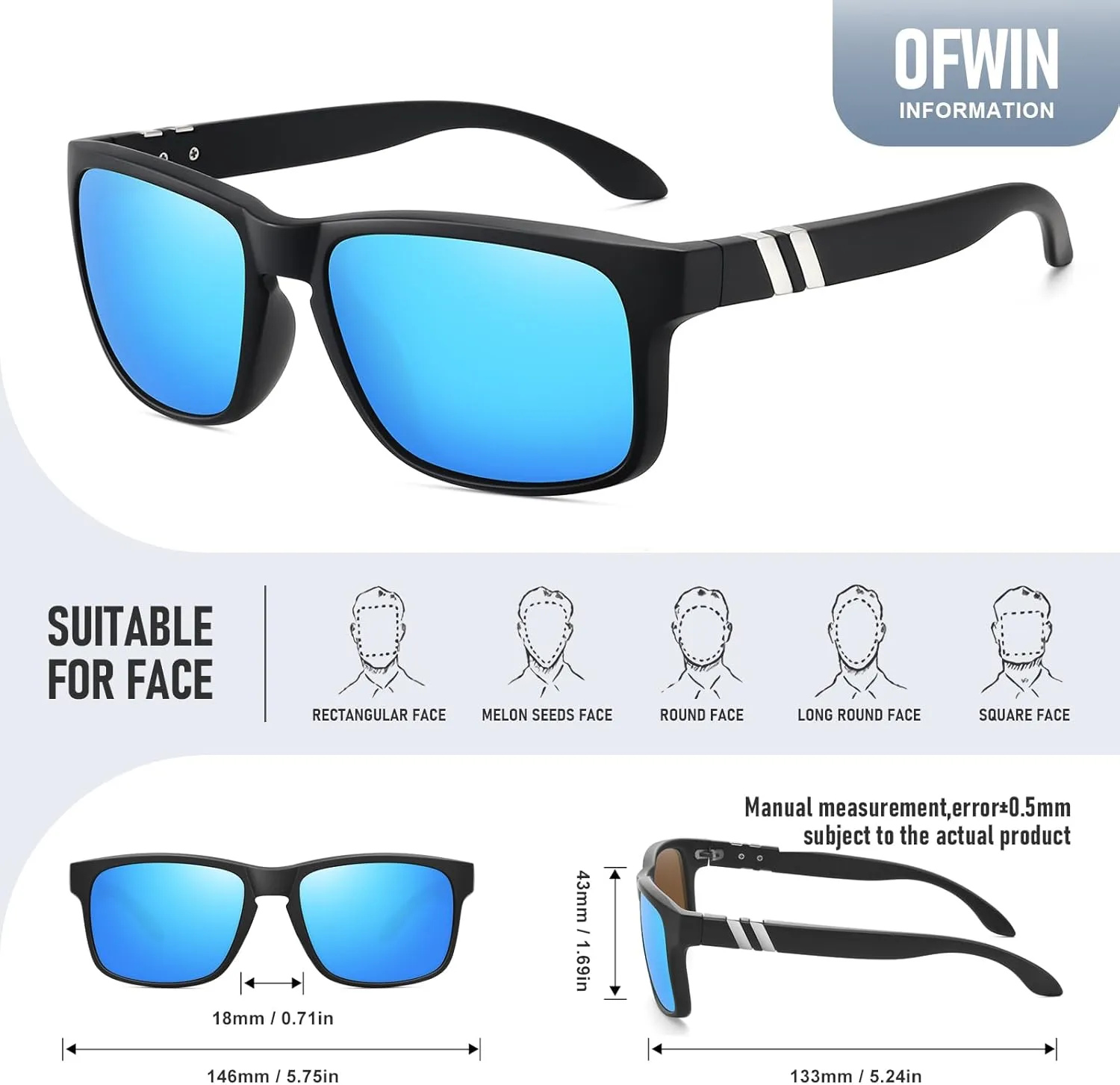 Polarized Sunglasses for Men UV400 Protection Sports Cycling Driving Fishing Sun Glasses
