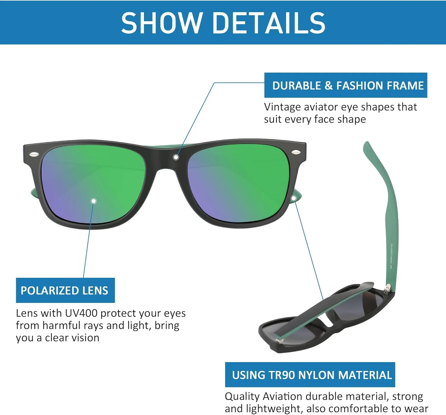 Polarized Sunglasses for Men Women Round Retro Classic Fashion Eyewear UV400 Sun Glasses for Sports 3 Packs