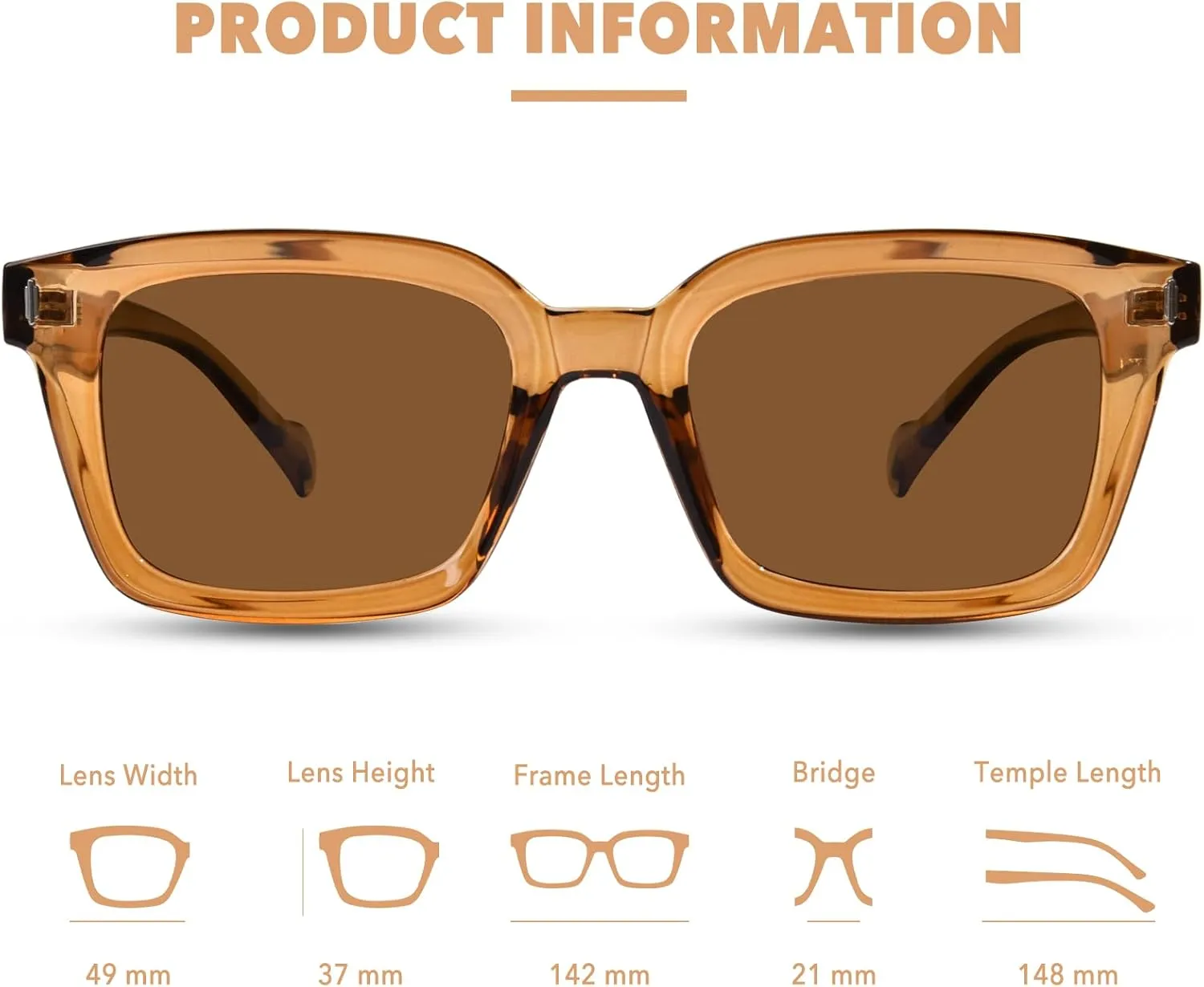 Polarized Sunglasses Womens Mens, Lightweight TR90 Square Sunglasses for Women Men UV400 Protection