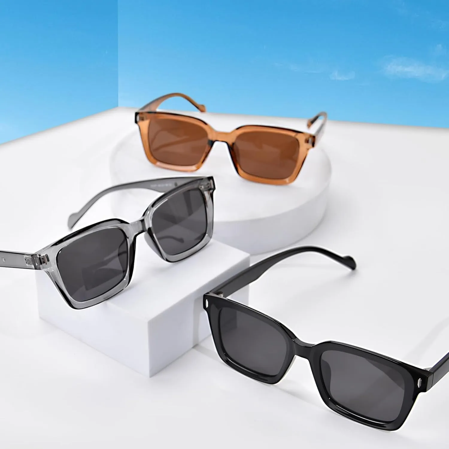 Polarized Sunglasses Womens Mens, Lightweight TR90 Square Sunglasses for Women Men UV400 Protection