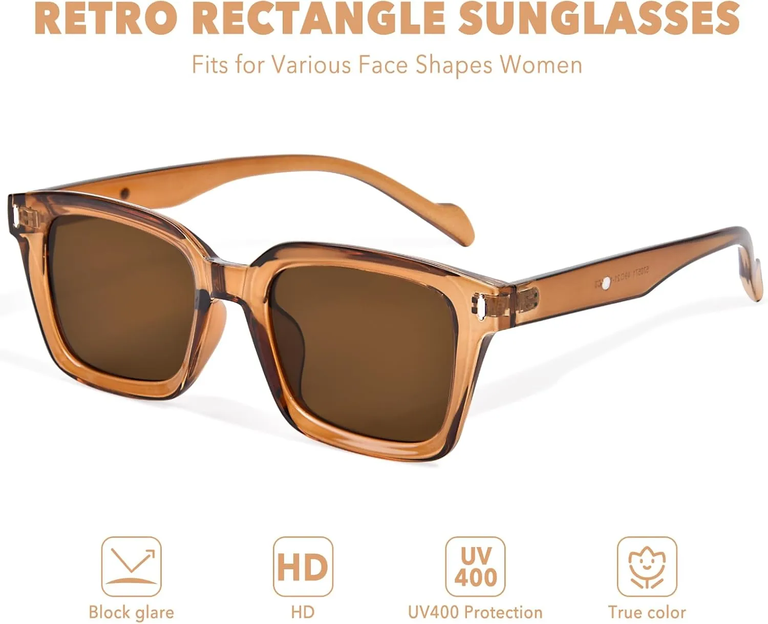 Polarized Sunglasses Womens Mens, Lightweight TR90 Square Sunglasses for Women Men UV400 Protection