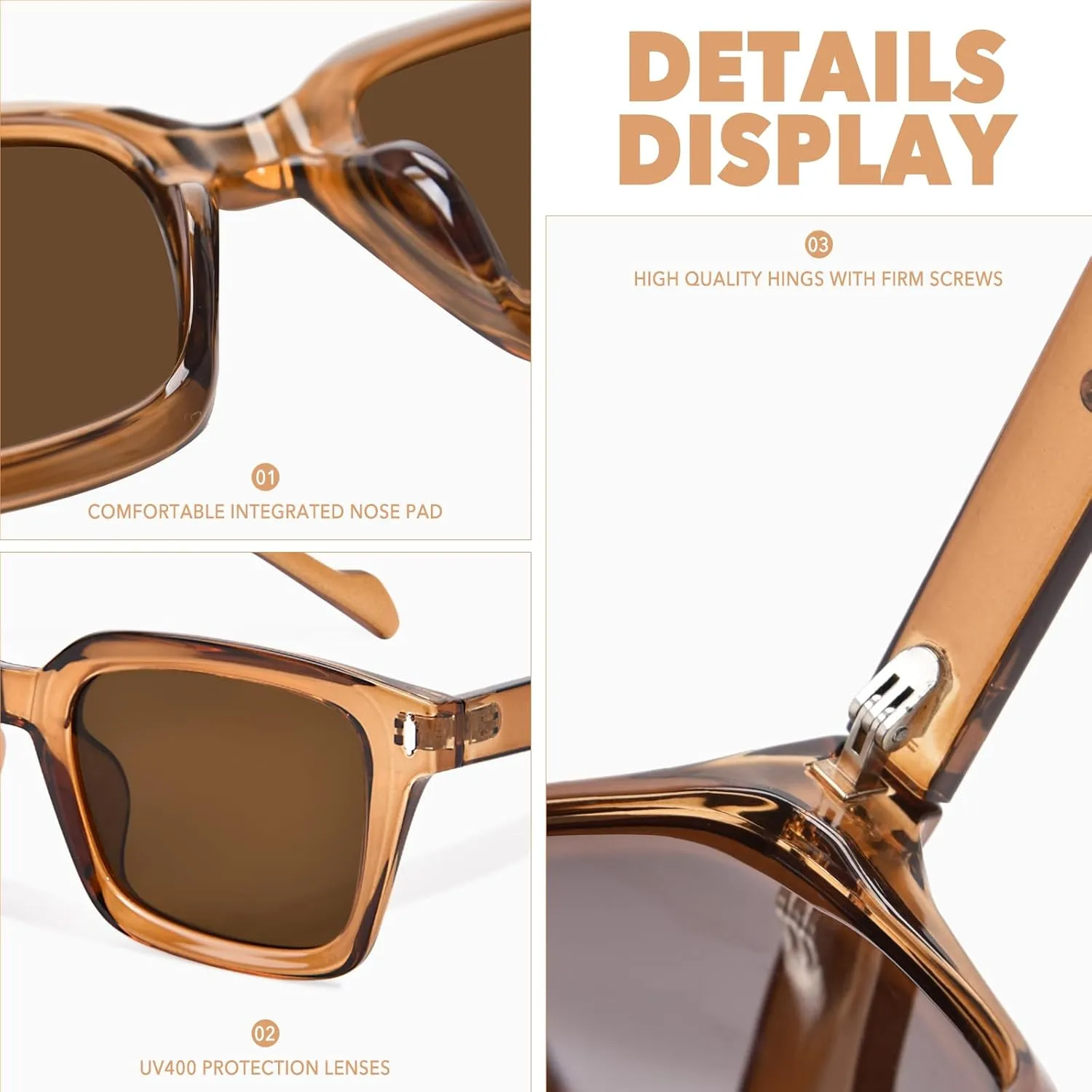 Polarized Sunglasses Womens Mens, Lightweight TR90 Square Sunglasses for Women Men UV400 Protection
