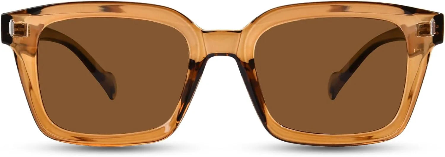 Polarized Sunglasses Womens Mens, Lightweight TR90 Square Sunglasses for Women Men UV400 Protection