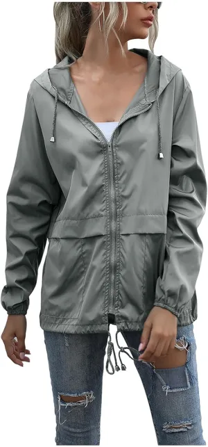 Rain Coats for Women Waterproof Raincoat Lightweight Rain Jacket Hooded Windbreaker with Pockets for Outdoor