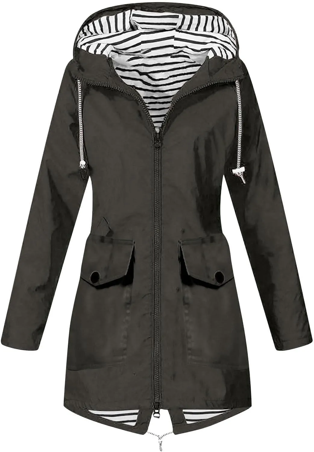 Rain Jacket Womens Waterproof with Hood Lightweight Packable Raincoat for Hiking Outdoor Windbreaker with Pockets