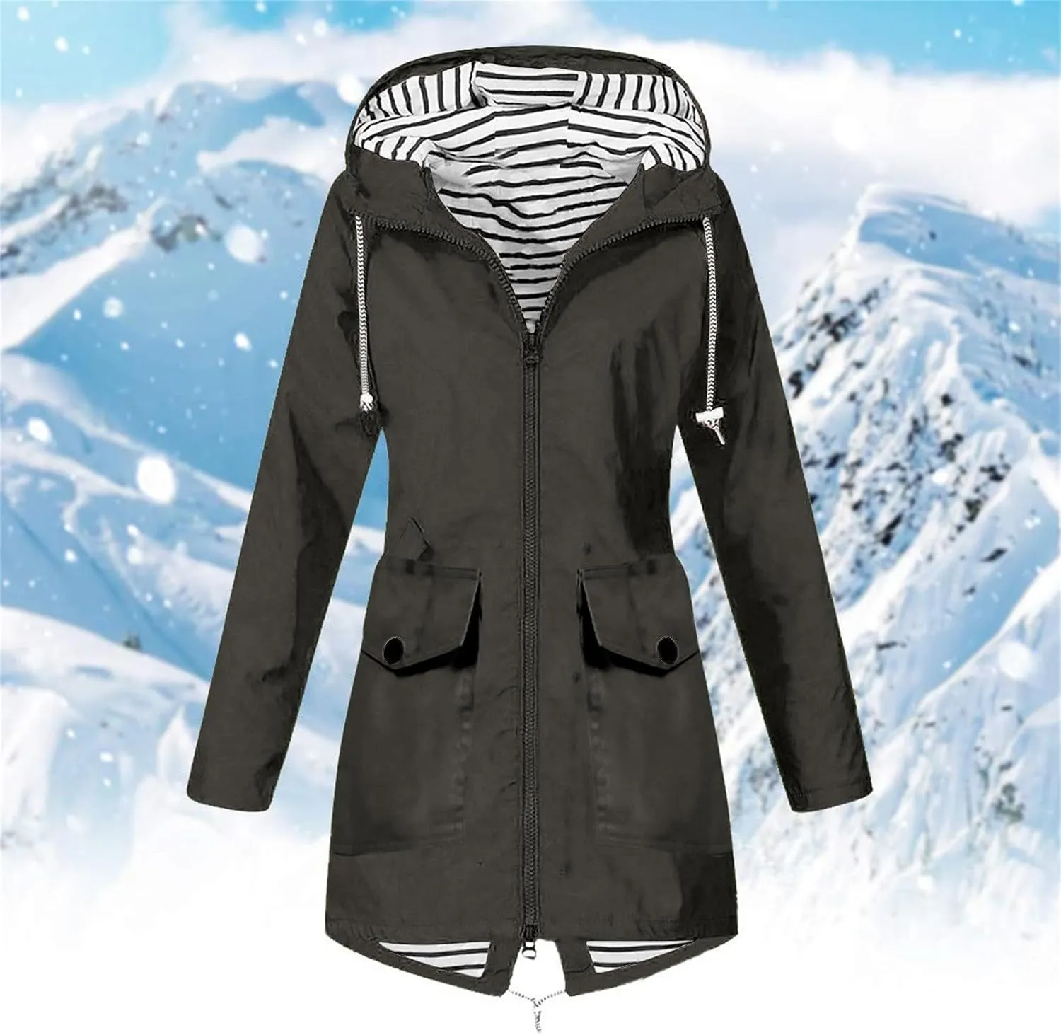 Rain Jacket Womens Waterproof with Hood Lightweight Packable Raincoat for Hiking Outdoor Windbreaker with Pockets
