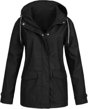 Rain Jackets for Women Waterproof with Hood Lightweight Raincoats Casual Anorak Travel Hiking Windbreaker Coats Pocket