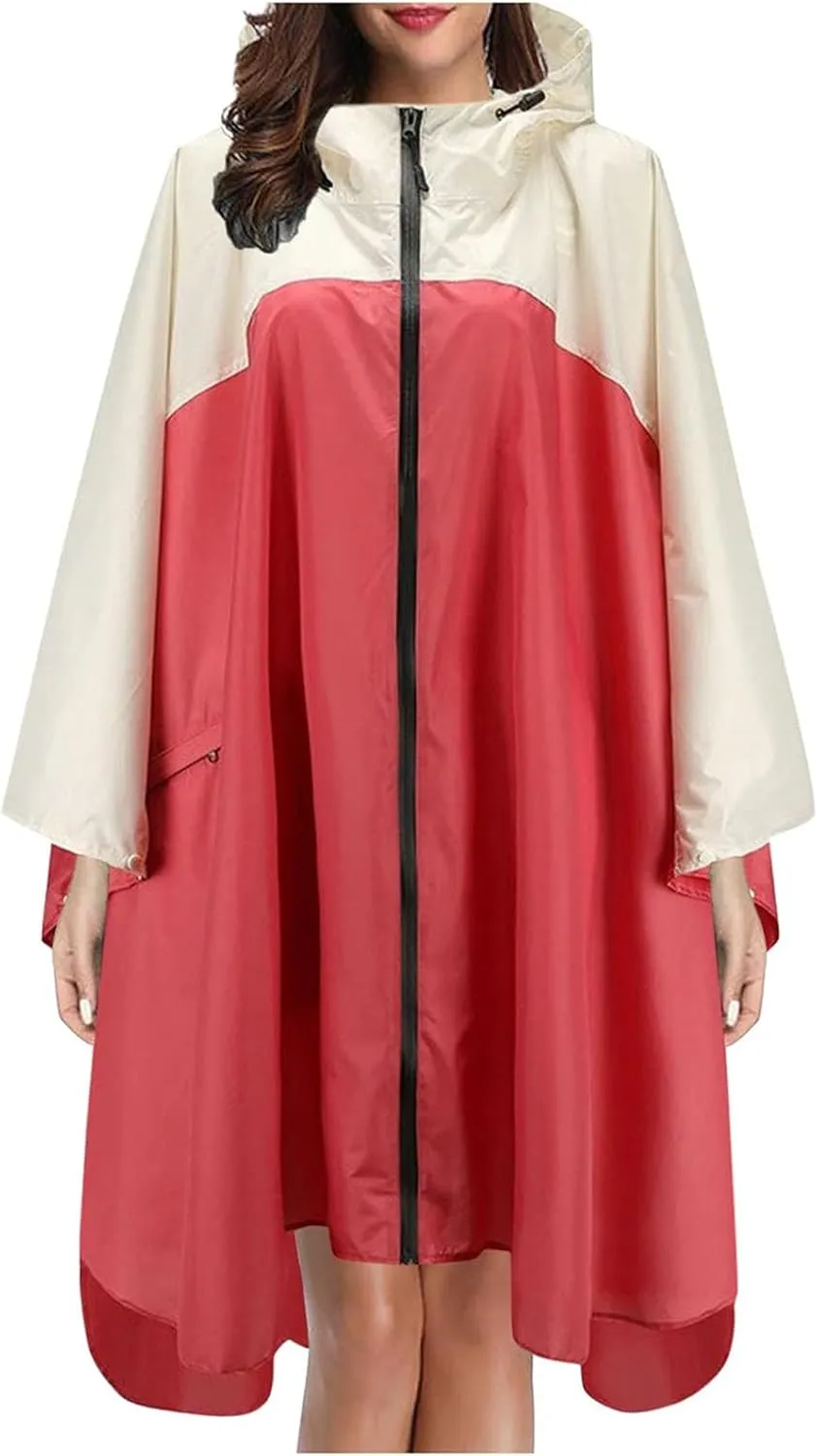 Rain Ponchos for Adults Waterproof Rain Poncho Lightweight Reusable Hiking Coat for Outdoor Activities with Pockets