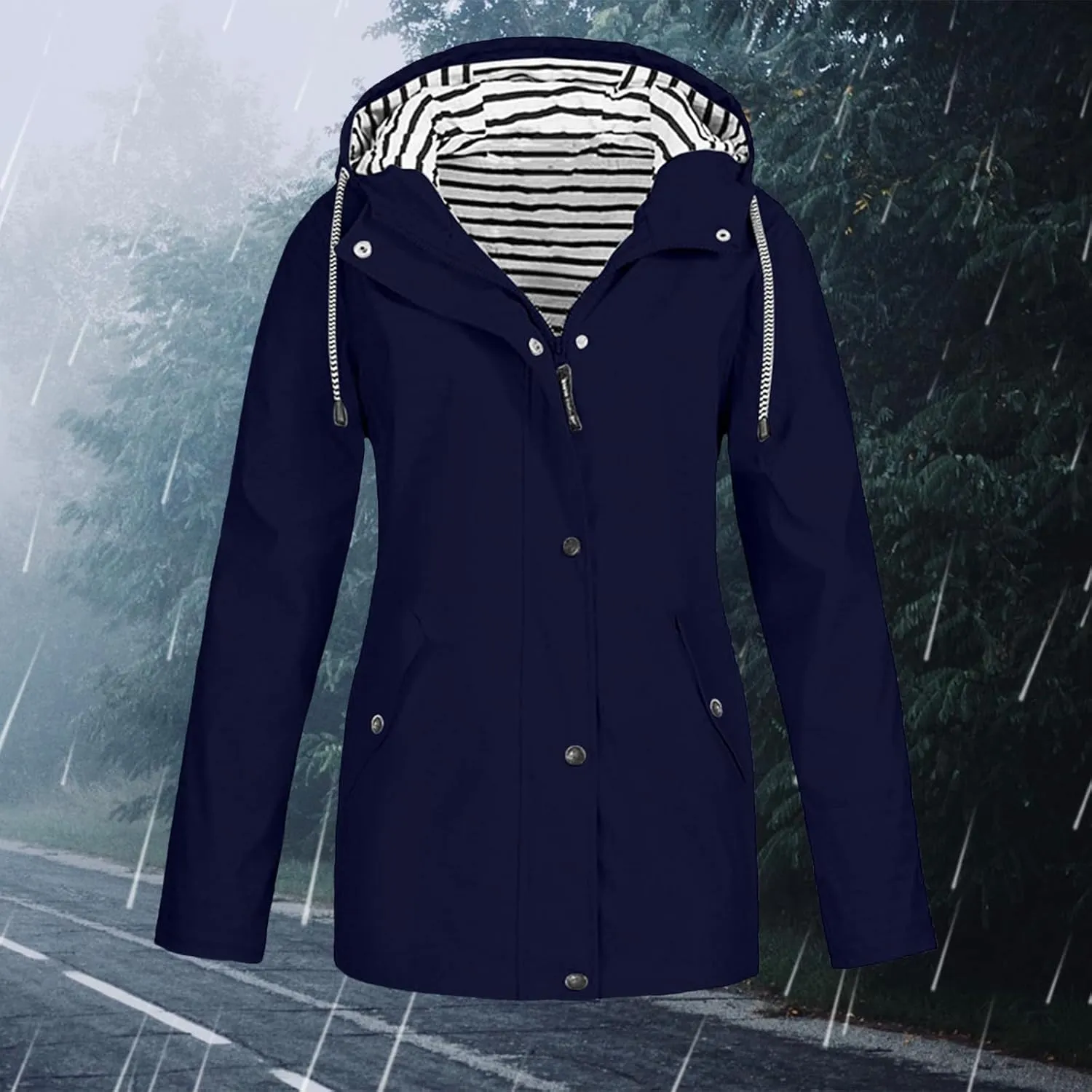 Raincoats for Women with Hood Lightweight Rain Jackets Outdoor Hooded Waterproof Windbreaker for Hiking Active Outdoor