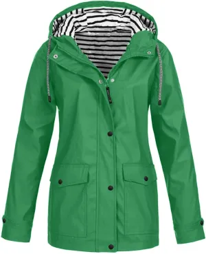 Raincoats for Women with Hood Waterproof Rain Jacket Lightweight Active Outdoor Hooded Trench Coats Zip Up Windbreaker