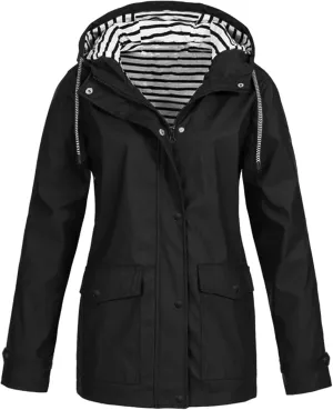 Raincoats for Women with Hood Waterproof Rain Jacket Lightweight Active Outdoor Hooded Trench Coats Zip Up Windbreaker