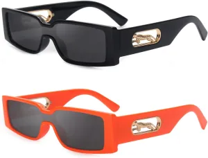 Rectangle Sunglasses for Women Men Shades Trendy Retro 90’s Vintage Narrow Square Frame UV400 Protection OS2121