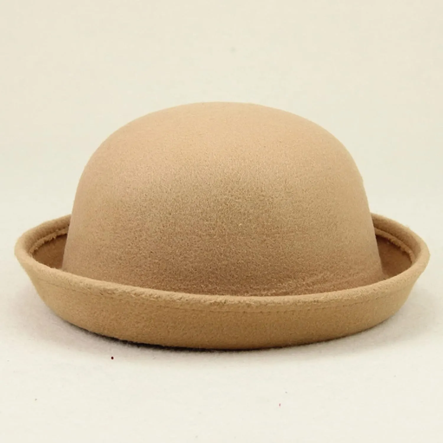 Retro Bowler Derby Hats for Women Men Roll Up Brim 1920s Classic Church Party Cloche Hats Flat Top Fleece Fedora Hats