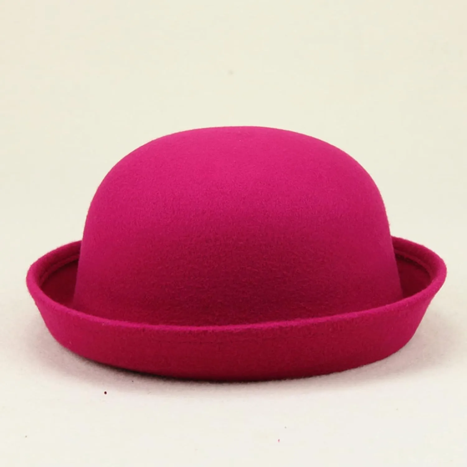 Retro Bowler Derby Hats for Women Men Roll Up Brim 1920s Classic Church Party Cloche Hats Flat Top Fleece Fedora Hats