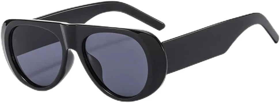 Retro Irregular Big Frame Women Sunglasses Tea Color Square Frame Shades UV400 Cool Men One Piece Sun Glasses