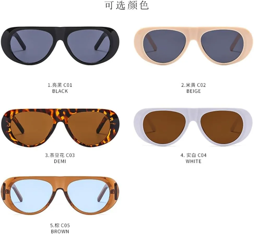 Retro Irregular Big Frame Women Sunglasses Tea Color Square Frame Shades UV400 Cool Men One Piece Sun Glasses