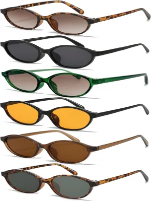 Retro Oval Cat Eye Sunglasses for Women 90s y2k Thin Sunglasses Womens Trendy Sun Glasses UV Protection