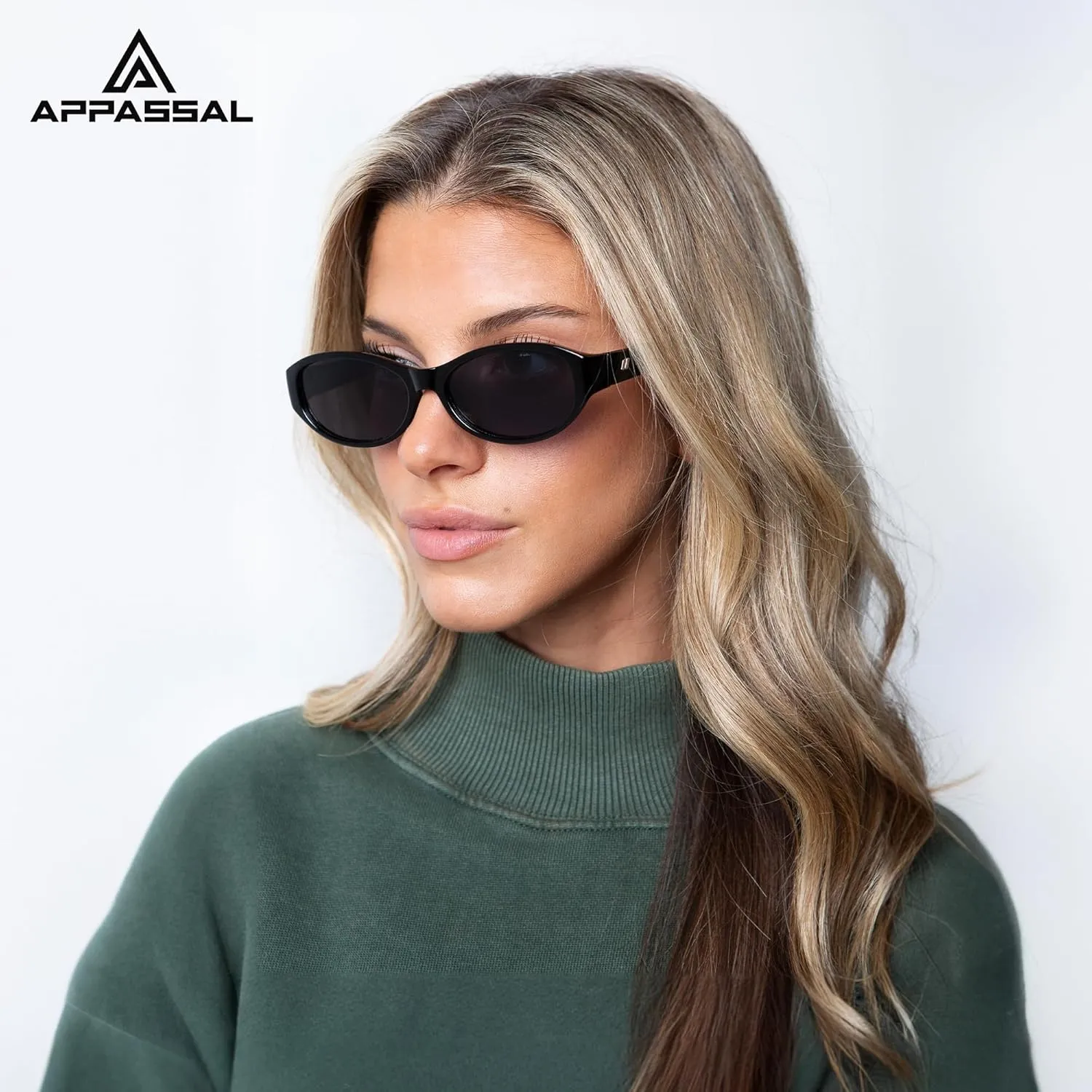 Retro Oval Sunglasses for Women Chic Cat Eye 90s Sunnies Lightweight Trendy Narrow Square Sun glasses AP3727