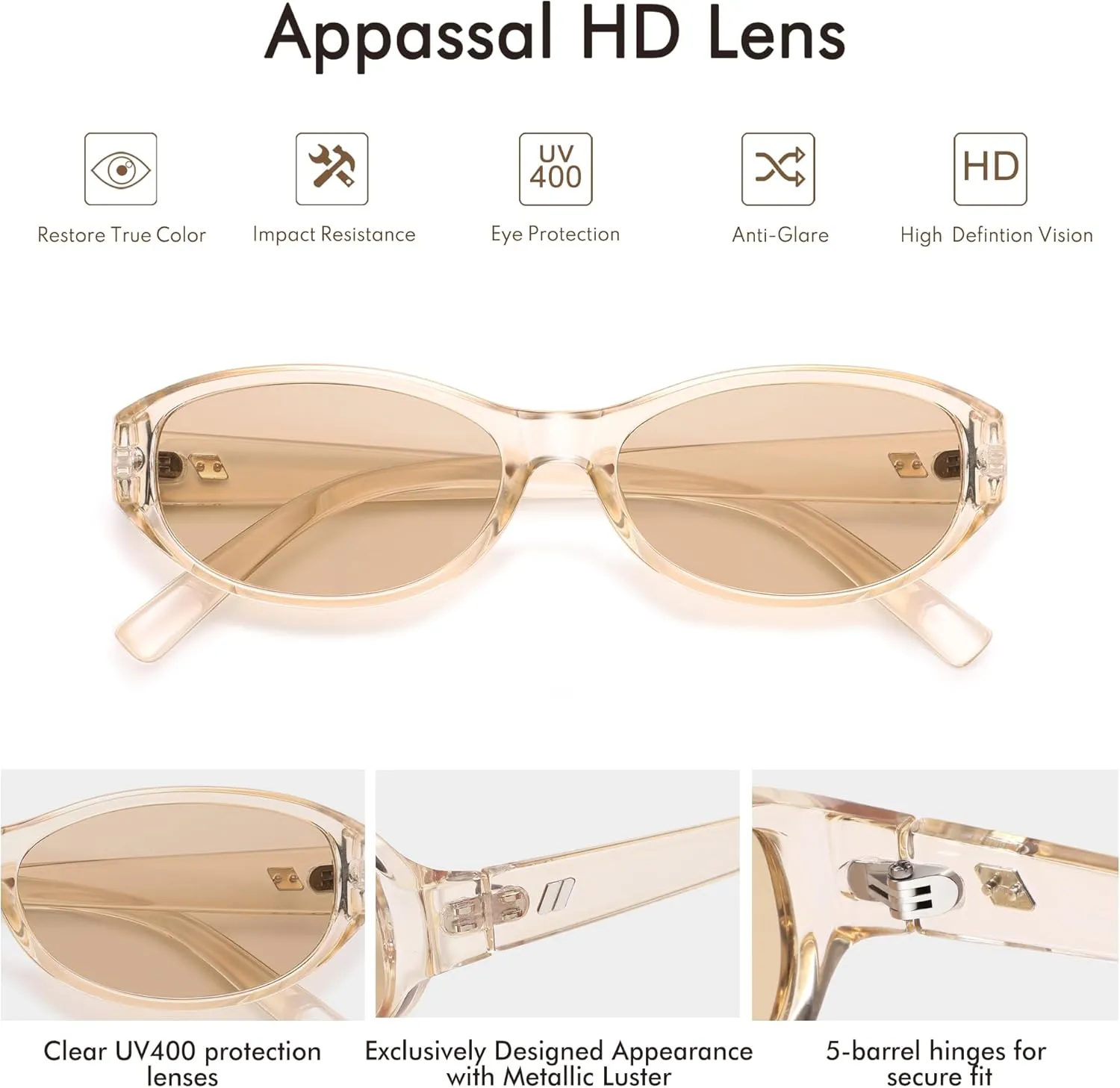 Retro Oval Sunglasses for Women Chic Cat Eye 90s Sunnies Lightweight Trendy Narrow Square Sun glasses AP3727