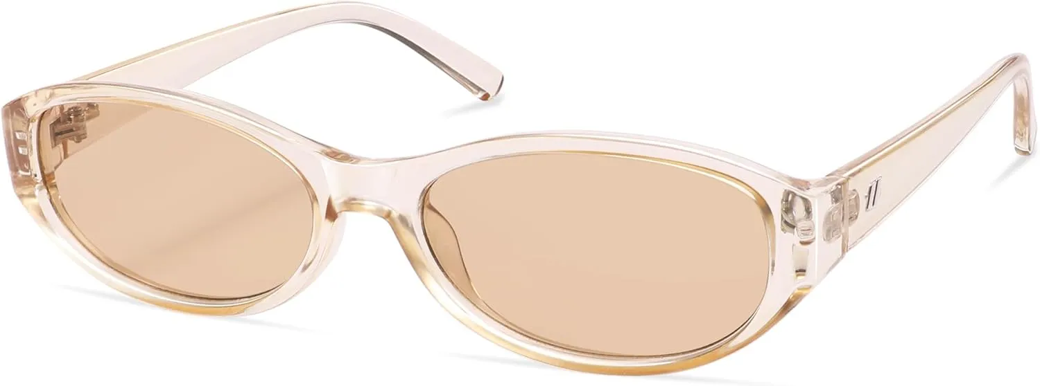 Retro Oval Sunglasses for Women Chic Cat Eye 90s Sunnies Lightweight Trendy Narrow Square Sun glasses AP3727