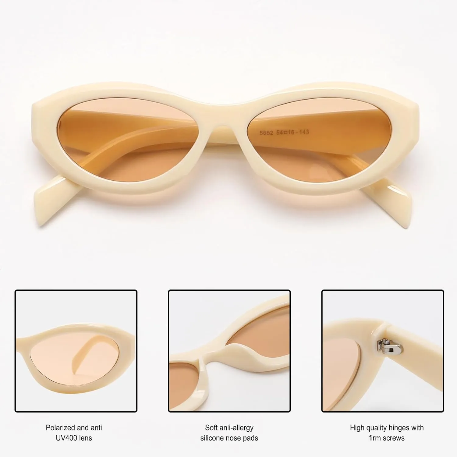 Retro Oval Sunglasses for Women Men Vintage Cute Cat Eye Skinny Wrap Around Sun Glasses Trendy Shads