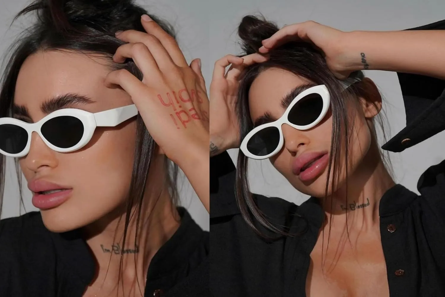 Retro Oval Sunglasses for Women Men Vintage Cute Cat Eye Skinny Wrap Around Sun Glasses Trendy Shads