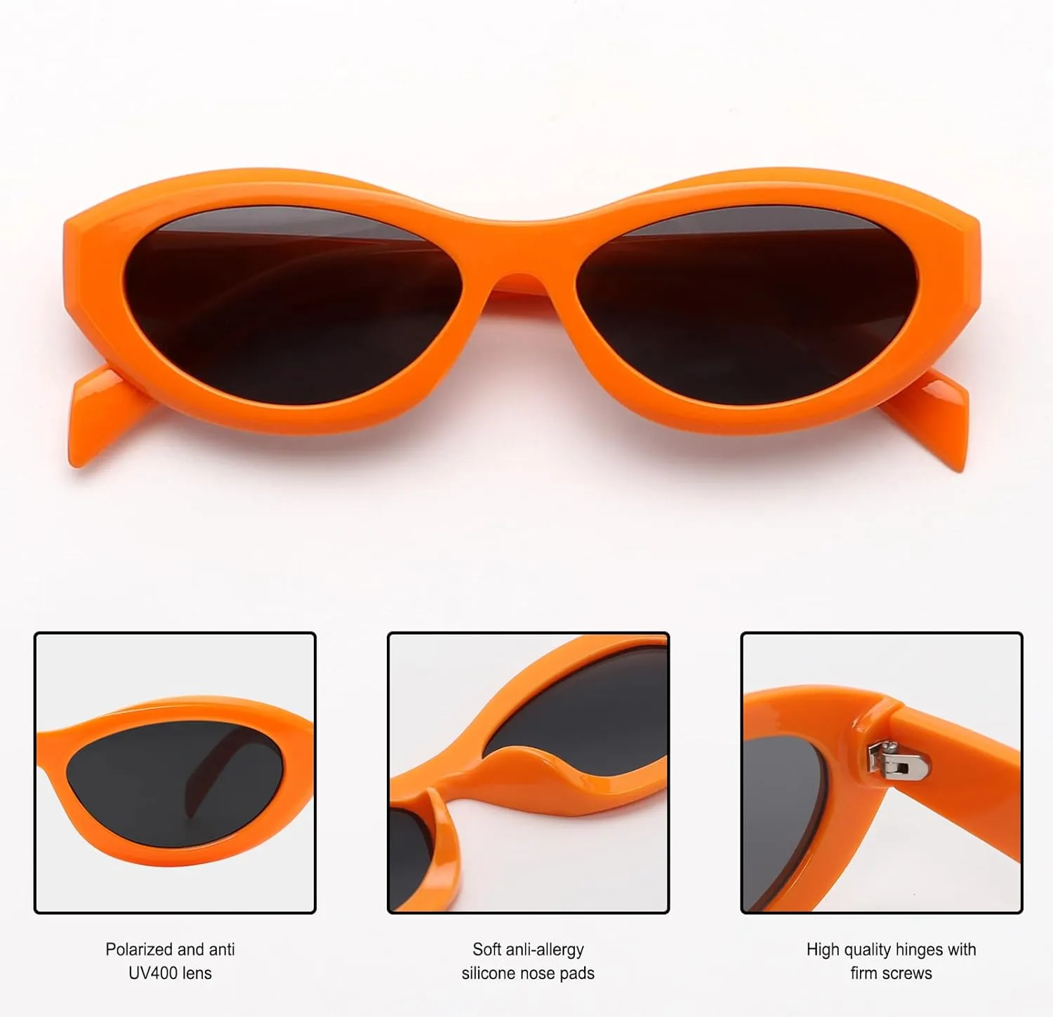 Retro Oval Sunglasses for Women Men Vintage Cute Cat Eye Skinny Wrap Around Sun Glasses Trendy Shads