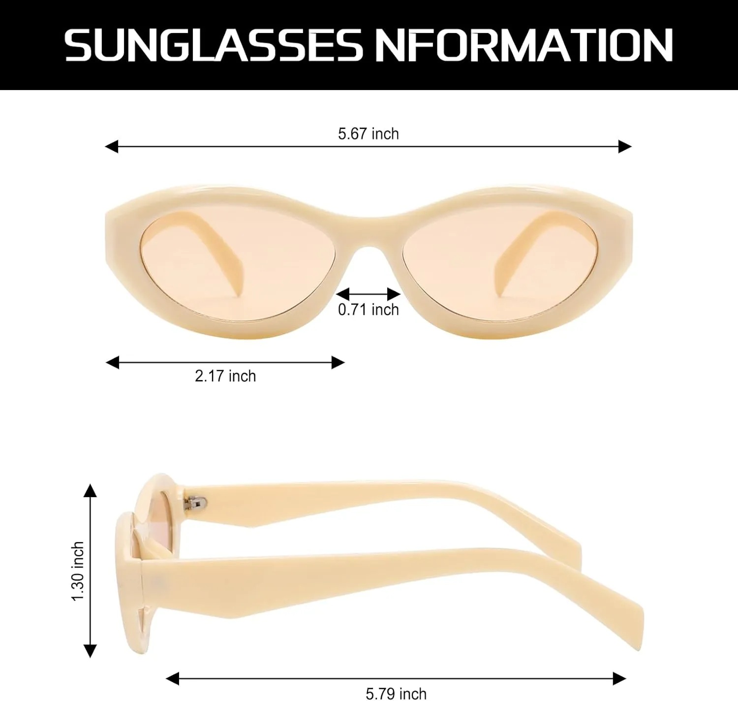 Retro Oval Sunglasses for Women Men Vintage Cute Cat Eye Skinny Wrap Around Sun Glasses Trendy Shads