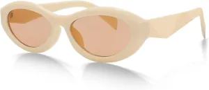 Retro Oval Sunglasses for Women Men Vintage Cute Cat Eye Skinny Wrap Around Sun Glasses Trendy Shads