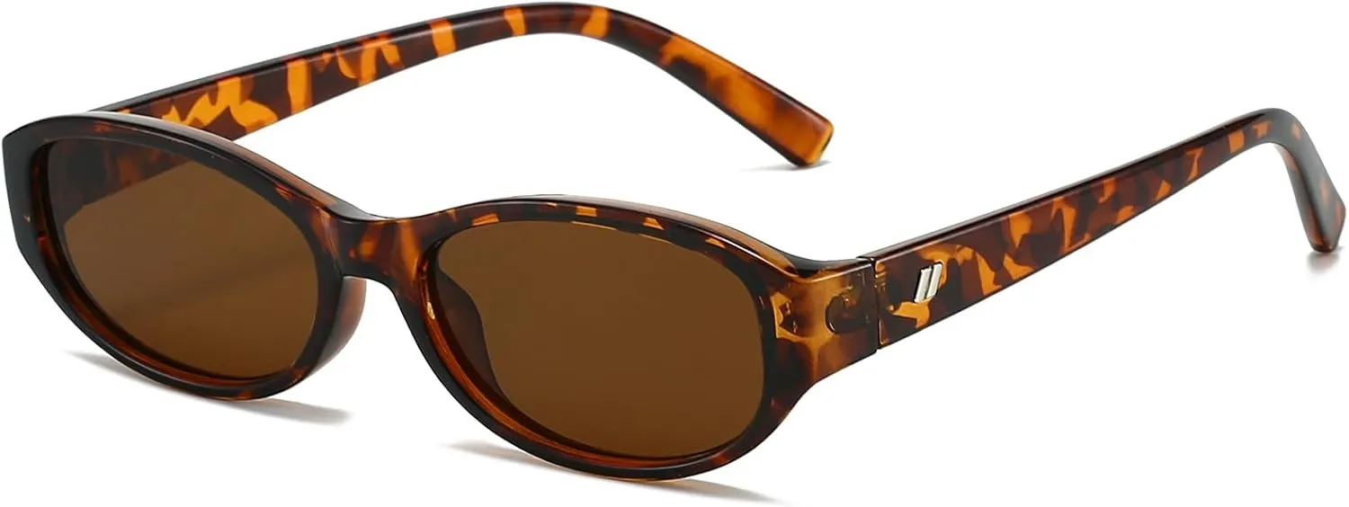Retro Oval Sunglasses for Women Trendy Cute Womens Small Oval Sunglasses 90s Narrow Cat Eye Shades