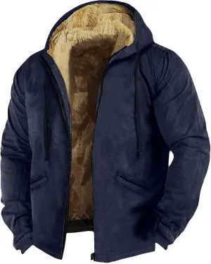 RTRDE Mens Casual Hooded Jacket Heavyweight Full Zip Hoodie Jacket Sherpa Lined Warm Winter Work Coats Jacket, M-7XL