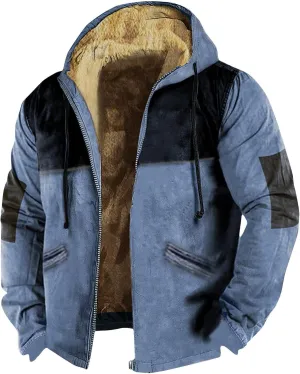 RTRDE Mens Casual Jacket Zip Up Hoodie Sweatershirts Sherpa Lined Fleece Jacket Winter Warm Coats Jackets, M-7XL