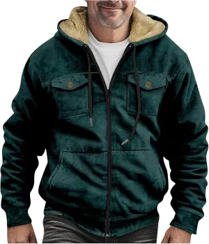 RTRDE Mens Fall Jacket Fleece Lined Zip Up Casual Fashion Hooded Jackets Winter Warm Work Hoodie Coats