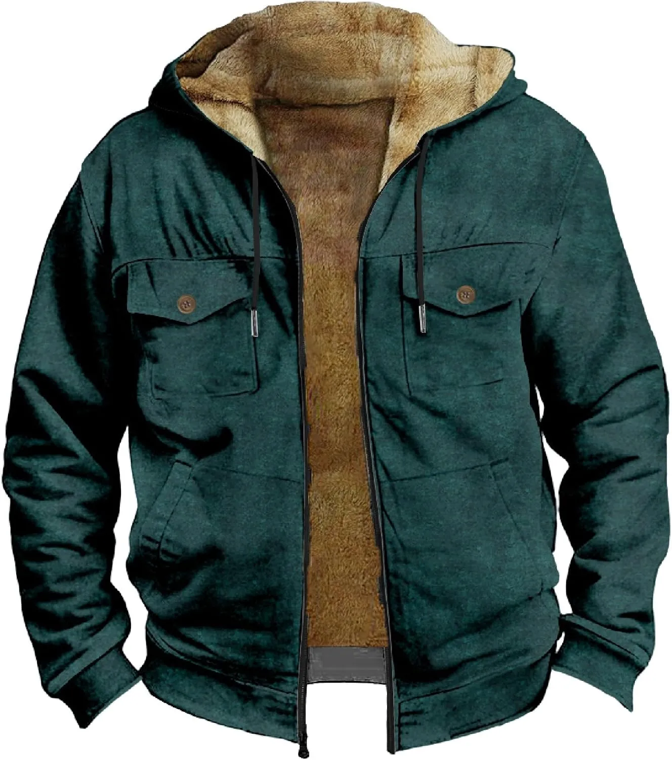 RTRDE Mens Fall Jacket Fleece Lined Zip Up Casual Fashion Hooded Jackets Winter Warm Work Hoodie Coats