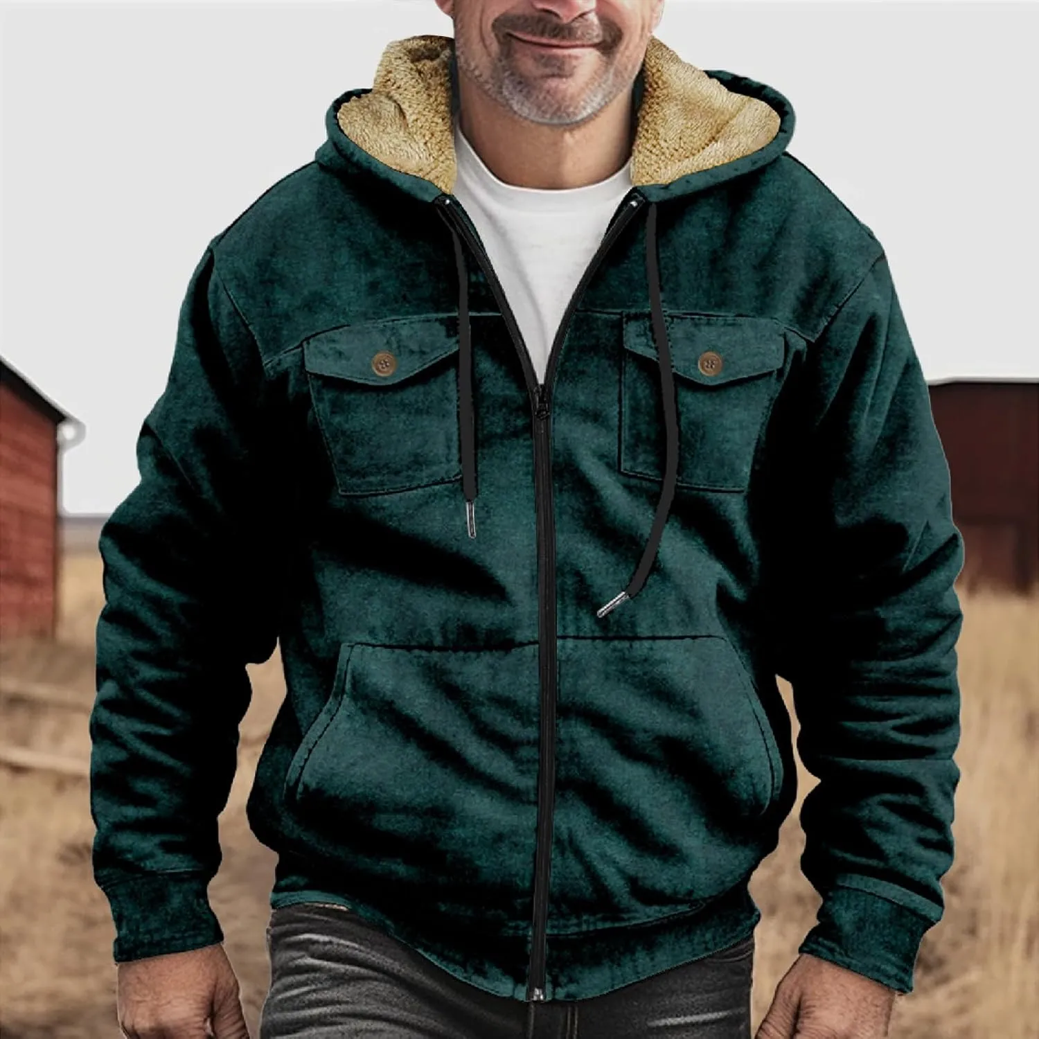 RTRDE Mens Fall Jacket Fleece Lined Zip Up Casual Fashion Hooded Jackets Winter Warm Work Hoodie Coats