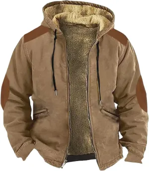 RTRDE Mens Fashion Hooded Jacket Lined Hoodie Jackets Casual Winter Warm Fleece Coats with Hood Outwear Jacket, M-7XL