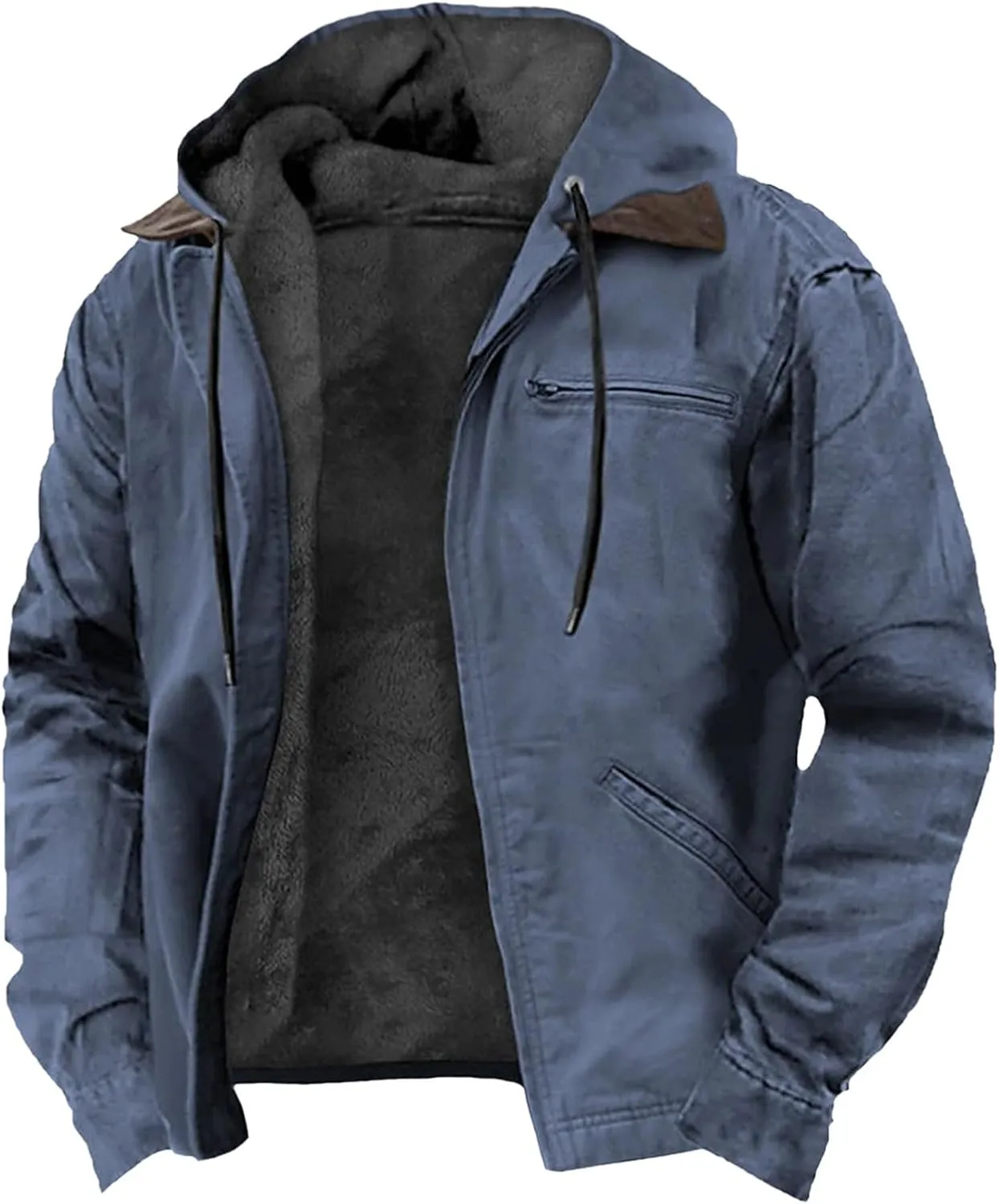 RTRDE Mens Winter Jacket Zip Up Sweatshirts Fleece Jackets Thick Sherpa Lined Hoodie Coats Outwear Jacket, S-8XL