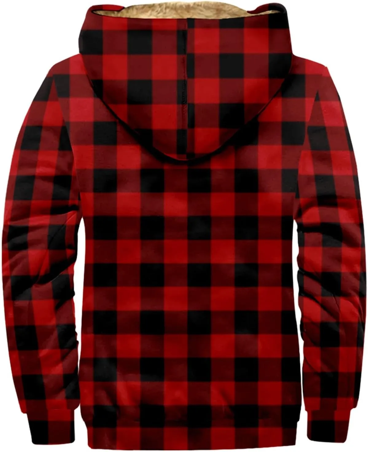 RTRDE Mens Work Coats and Jacket Plaid Fleece Sherpa Lined Heavyweight Thick Zip Up Hoodie Coats Outwear Coat, M-6XL