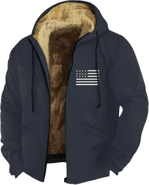 RTRDE Mens Work Jacket Fleece Sherpa Lined Hoodie Jackets Long Sleeve Printed Zip Up Winter Coats Work Jacket, M-7XL
