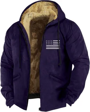 RTRDE Mens Work Jacket Fleece Sherpa Lined Hoodie Jackets Long Sleeve Printed Zip Up Winter Coats Work Jacket, M-7XL