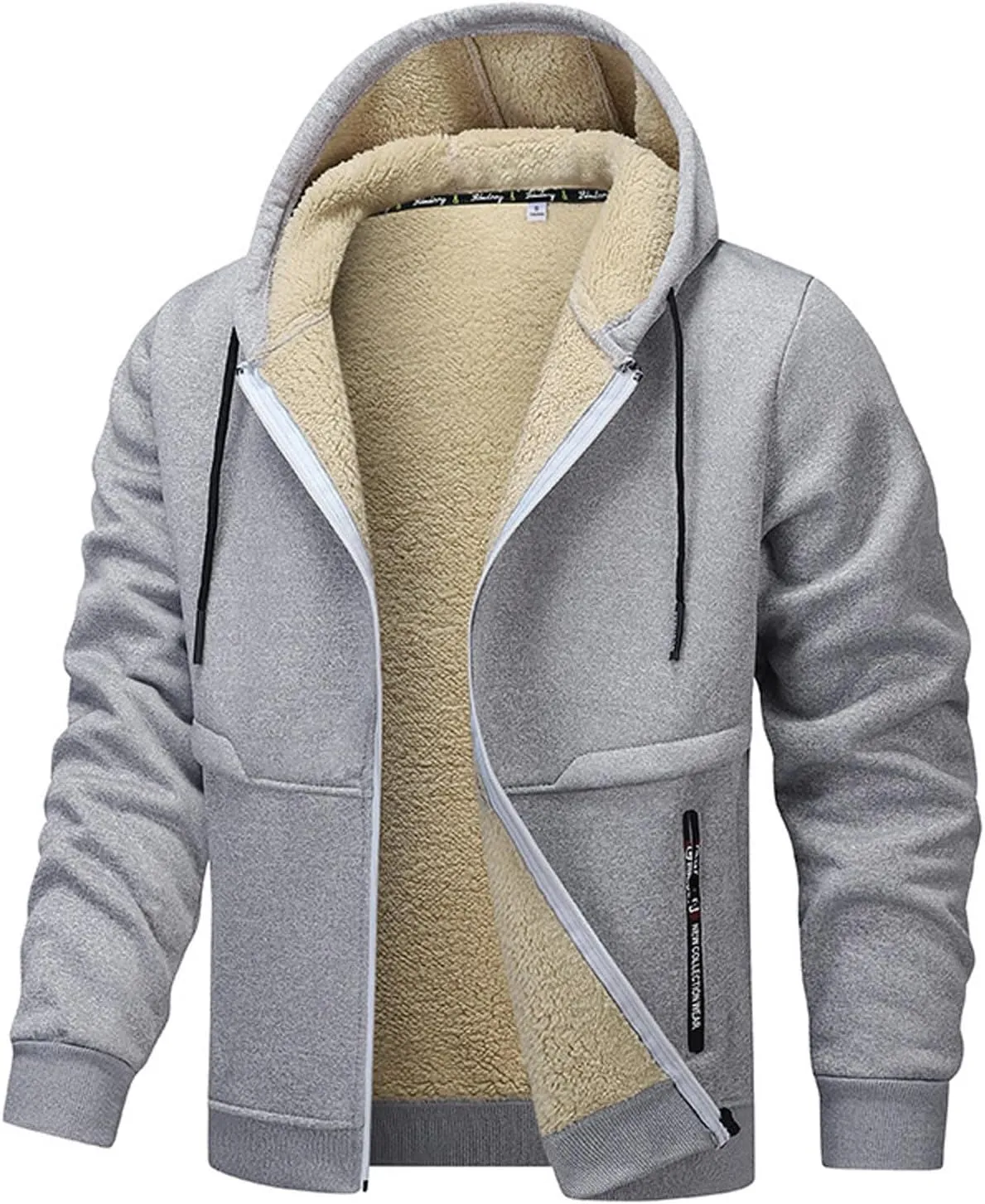RTRDE Mens Work Jacket Zip Up Sweatshirts Heavyweight Winter Fleece Sherpa Lined Warm Hoodie Jackets Coats Jacket, S-3XL