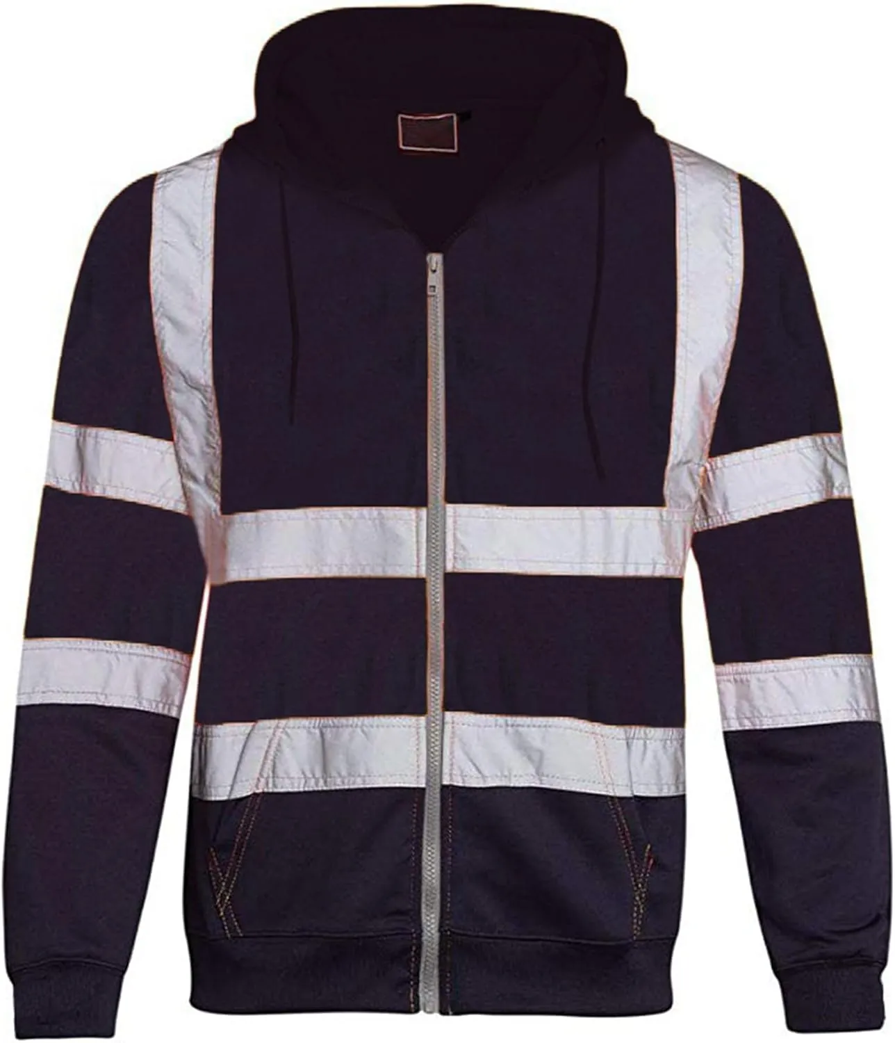 Safety Zip-Up Hoodies for Men Casual Fashion Jacket Coat Work Utility Sweatshirts with Reflective Strips