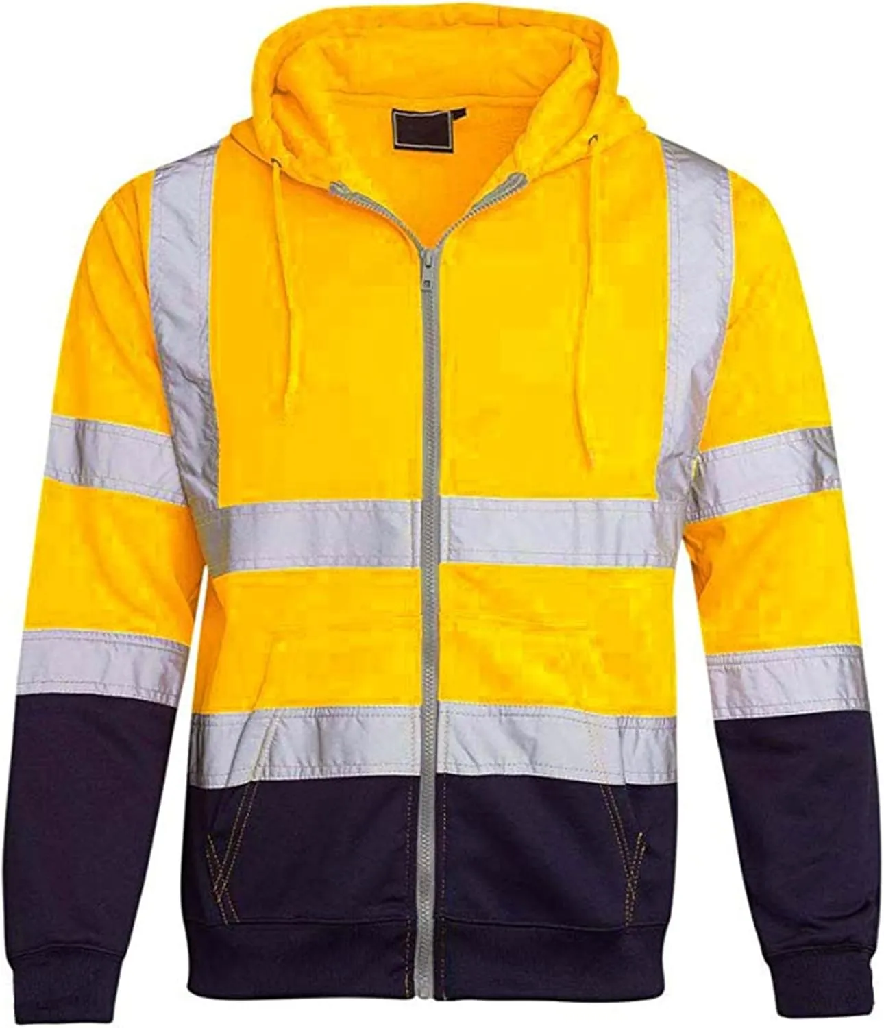 Safety Zip-Up Hoodies for Men Casual Fashion Jacket Coat Work Utility Sweatshirts with Reflective Strips