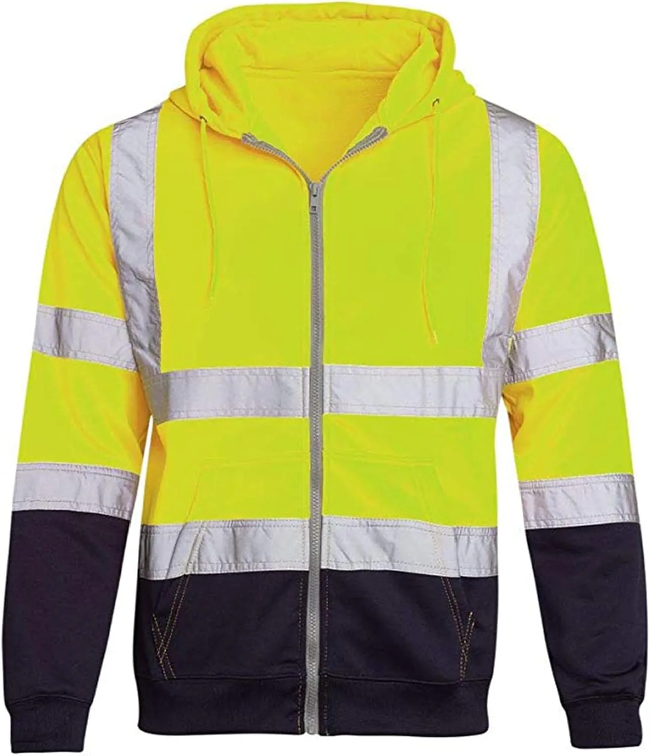 Safety Zip-Up Hoodies for Men Casual Fashion Jacket Coat Work Utility Sweatshirts with Reflective Strips