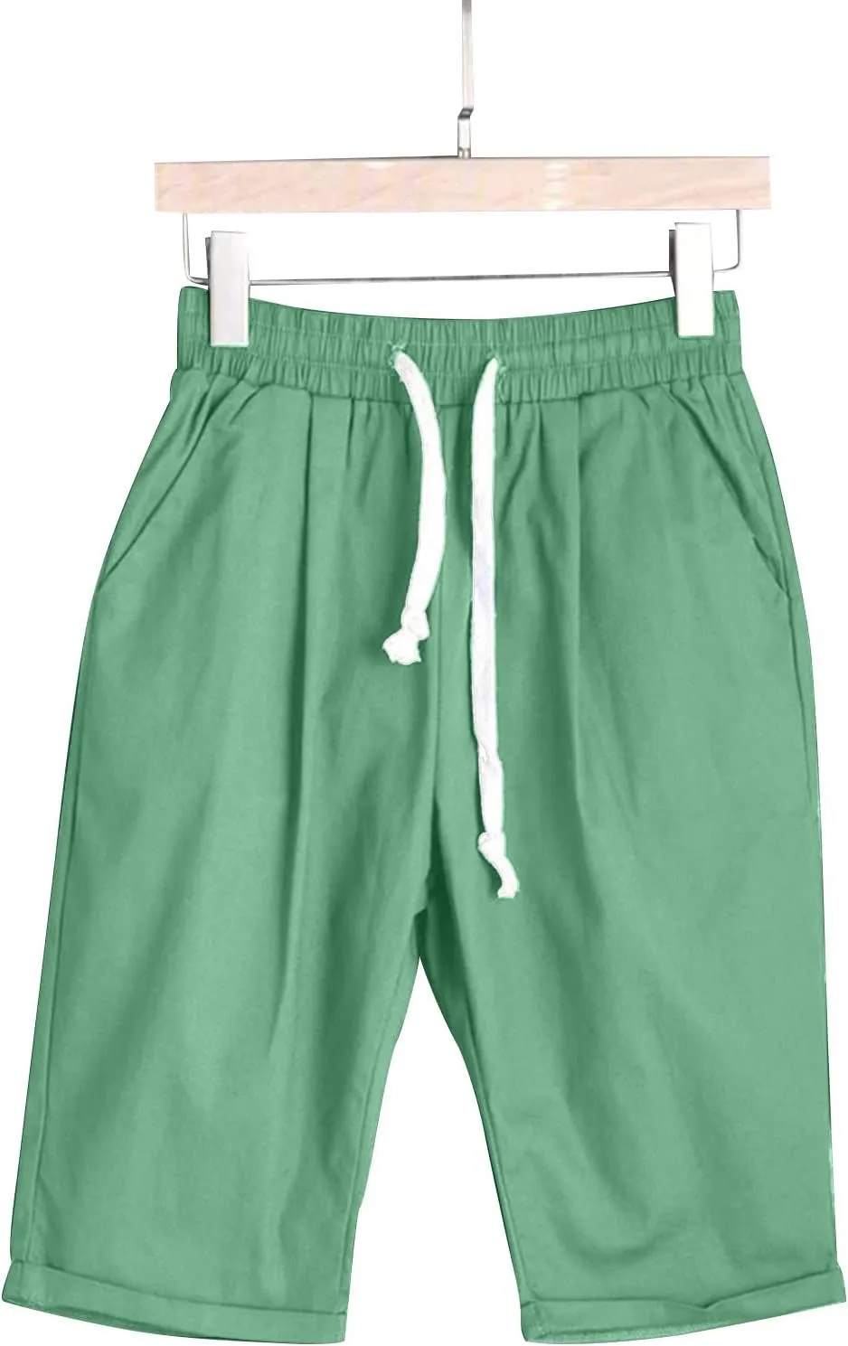 sdbrld Bermuda Shorts for Women Knee Length Casual Summer Drawstring Pull on Beach Shorts Womens Bermuda Shorts with Pockets
