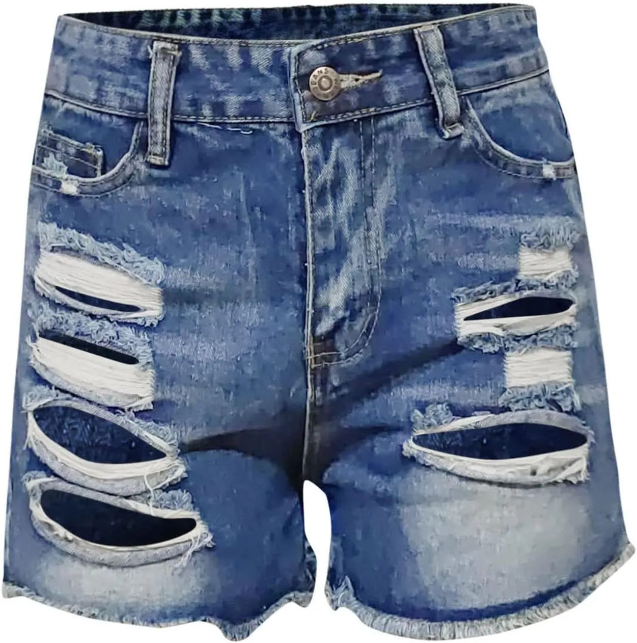 Senyentiewomens High Waisted Jean Shorts for Women Denim Frayed Raw Hem Distressed Denim Short Pull On Hot Shorts Causal