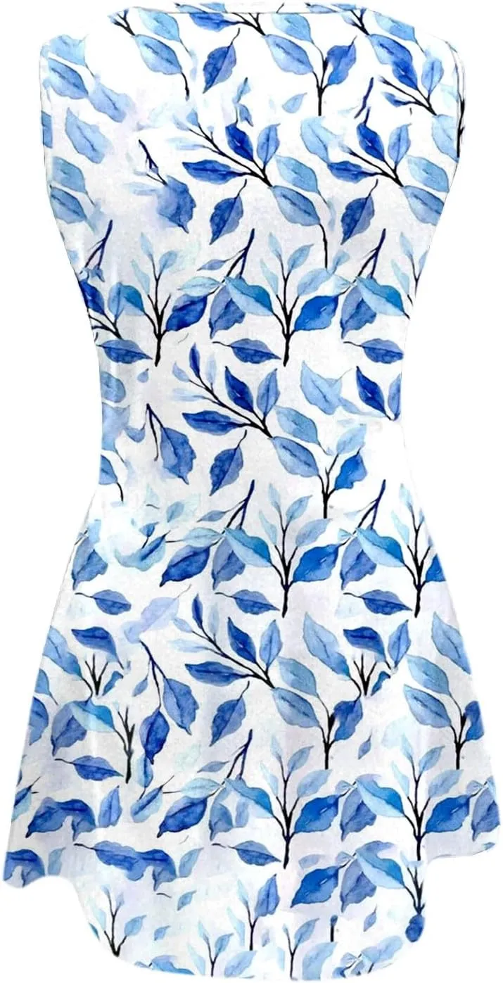 Short Summer Dresses Womens with Pockets Summer Casual Tank Dress Sleeveless Midi Beach Dress Women's Plus Size