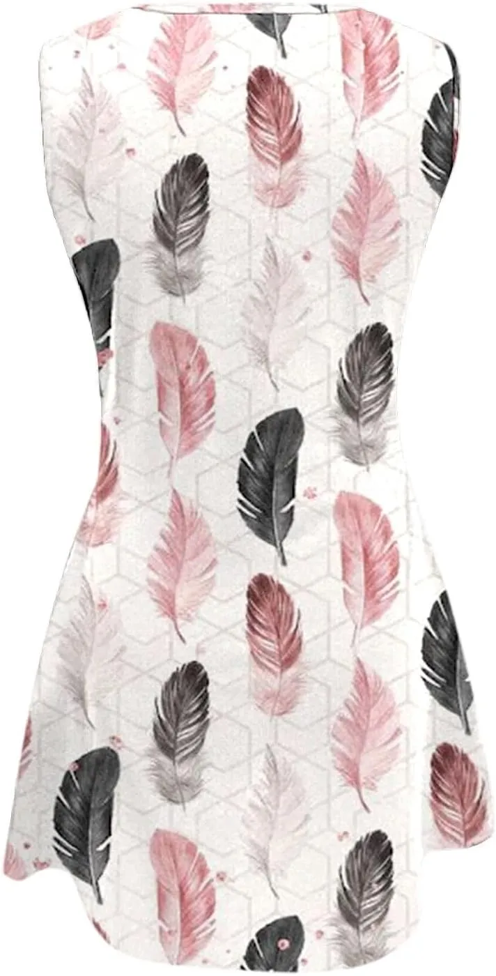 Short Summer Dresses Womens with Pockets Summer Casual Tank Dress Sleeveless Midi Beach Dress Women's Plus Size