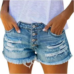 Shorts for Women Denim High Waisted Casual Pure Color Stretchable Boyfriend Jean Shorts with Pockets Frayed Hem Slim Shorts Summer Shorts for Women 2023