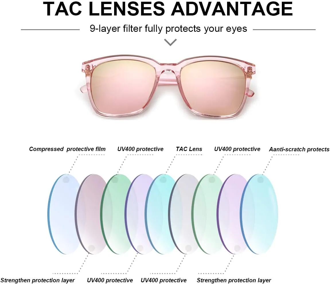 SIPHEW Oversized Square Sunglasses for Women|Lightweight Fashion Sunglasses 100% UV400 Protection|Trendy Mirrored Shade